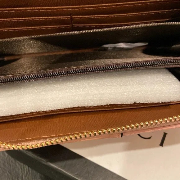 Pink and Green Honey bee Wallet with Gold Hardware and Structured Design - Picture 9 of 9